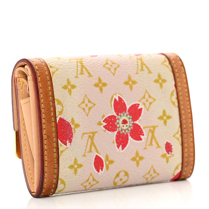 Louis Vuitton Monogram Cherry Blossom Porte-Monnaie Plat Coin Purse Red 3 of 8