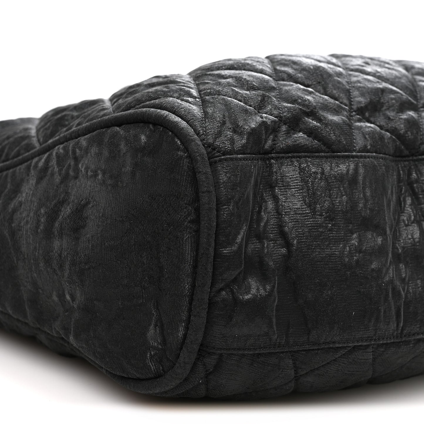 Crinkled Coated Canvas Le Marais Hobo Black
