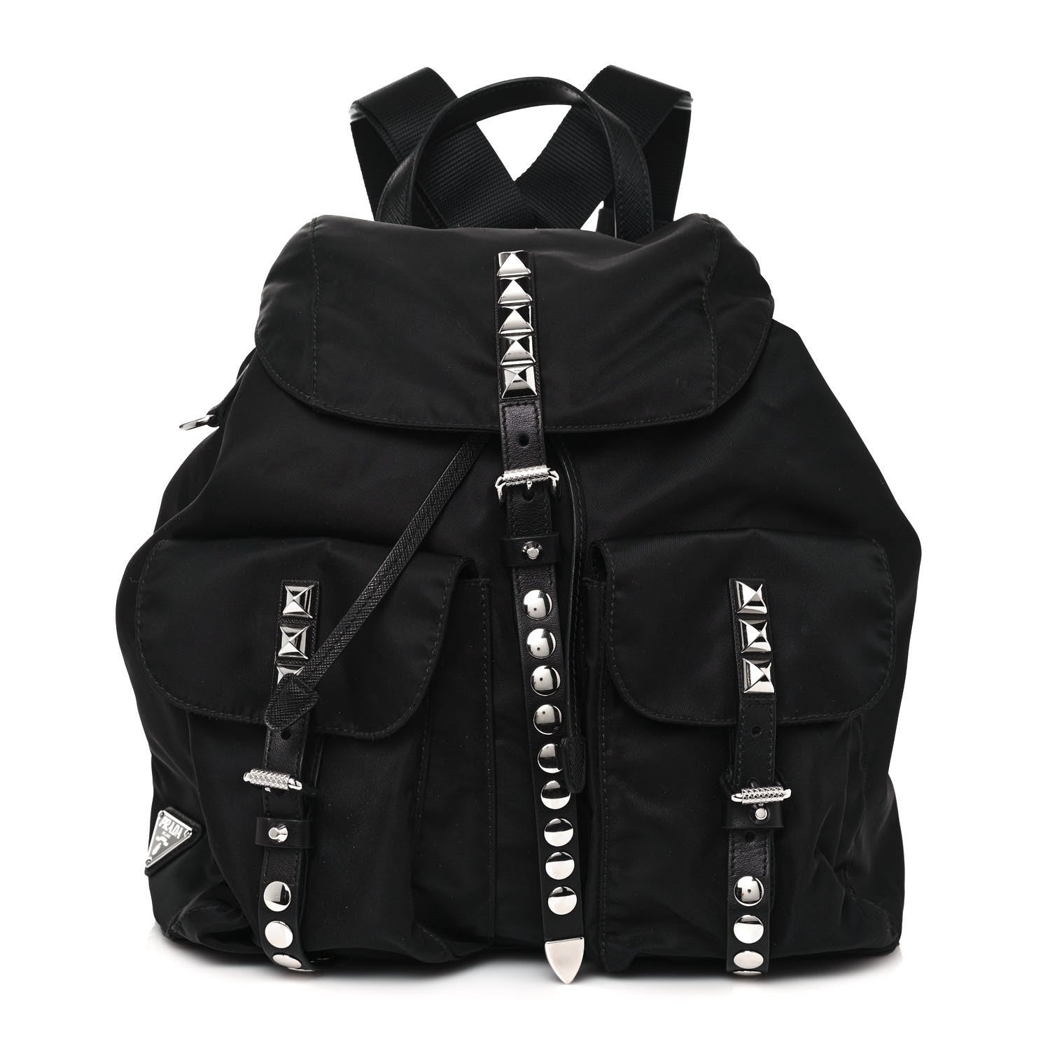 Prada Nylon New Vela Studded Backpack Black 1 of 14