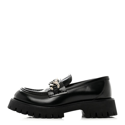 Gucci Cordovan Lux Womens Jeanne Platform Lug Sole 30/45mm Loafers 38 Black 1 of 8