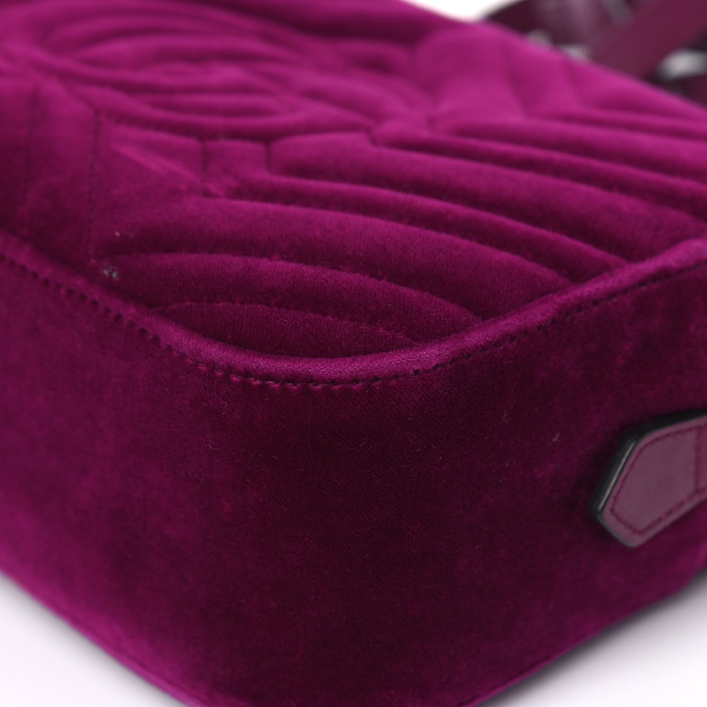 Velvet Matelasse Small GG Marmont Chain Shoulder Bag Fuchsia Violet Cyclamen