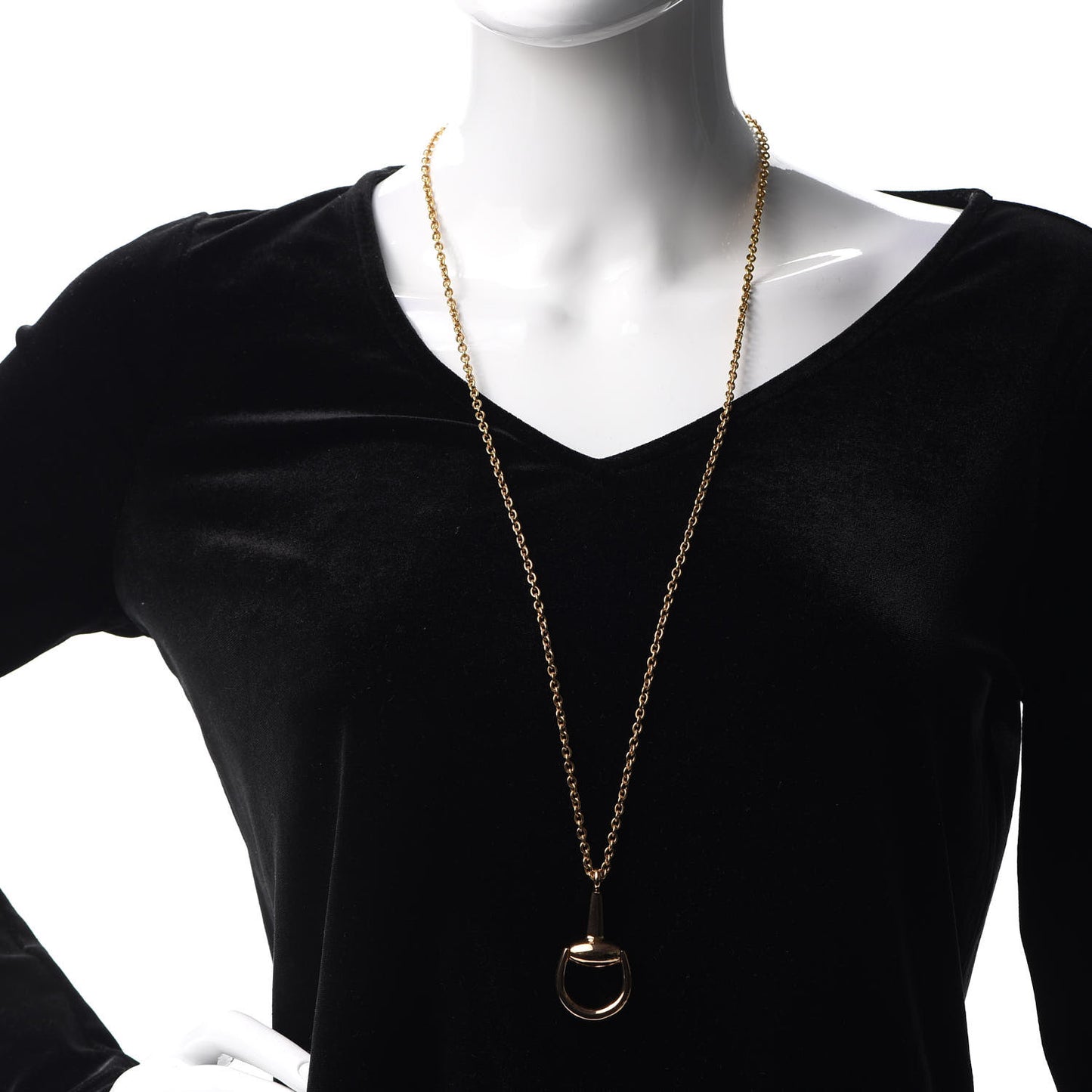 18K Yellow Gold Horsebit Pendant Necklace