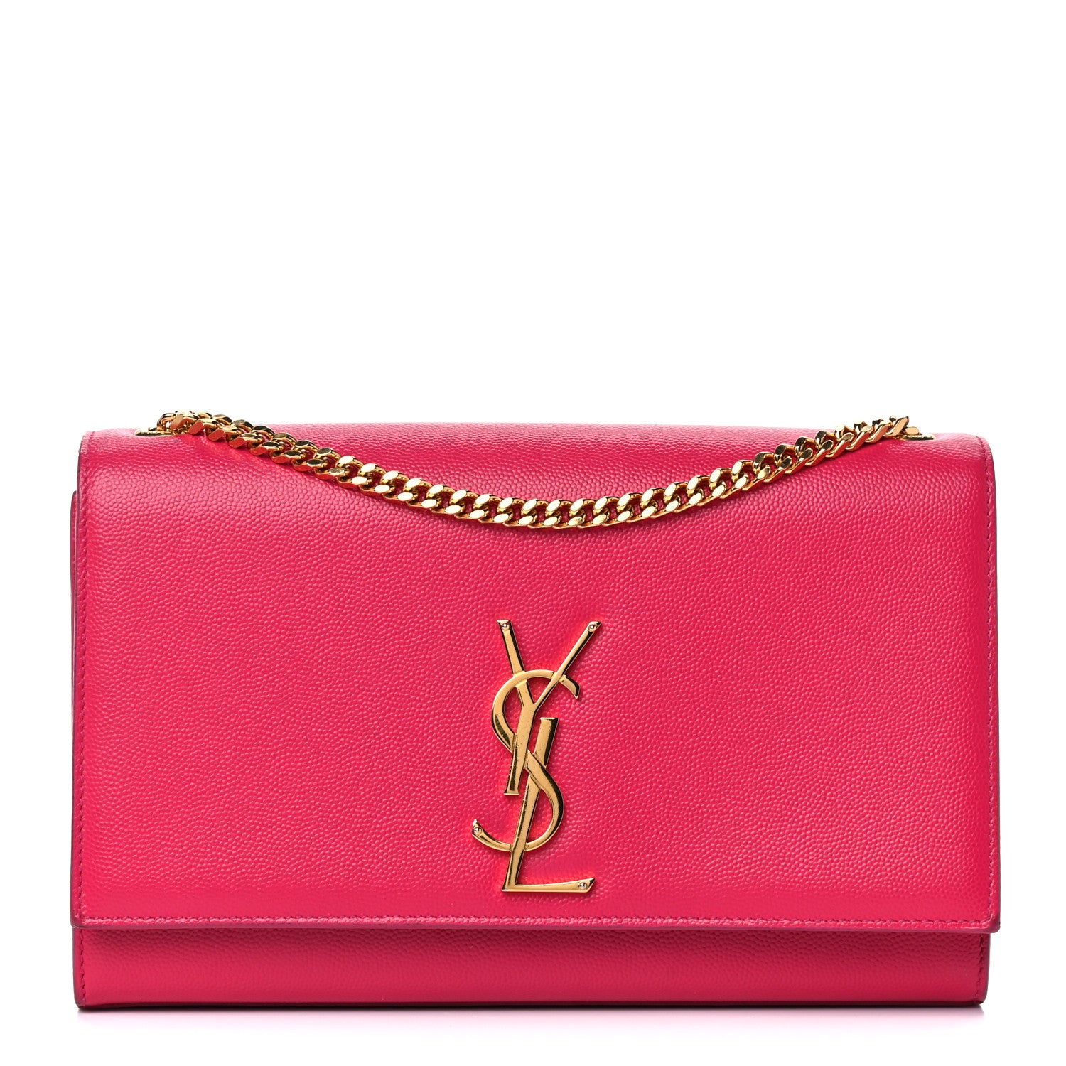 Saint Laurent Grain De Poudre Medium Monogram Kate Satchel Lipstick Fuchsia 1 of 18