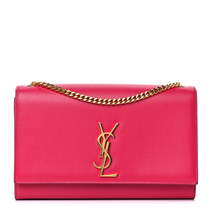 Saint Laurent Grain De Poudre Medium Monogram Kate Satchel Lipstick Fuchsia 1 of 18