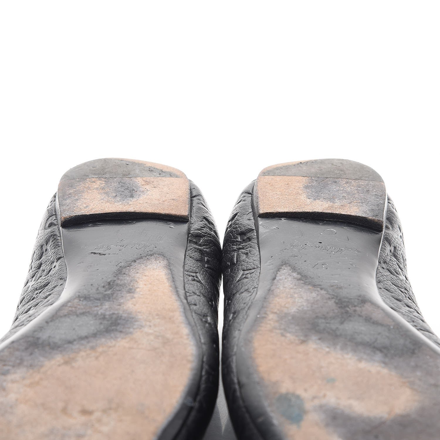 Louis Vuitton Monogram Calfskin Embossed Debbie Ballerina Flats 37 Black 10 of 10