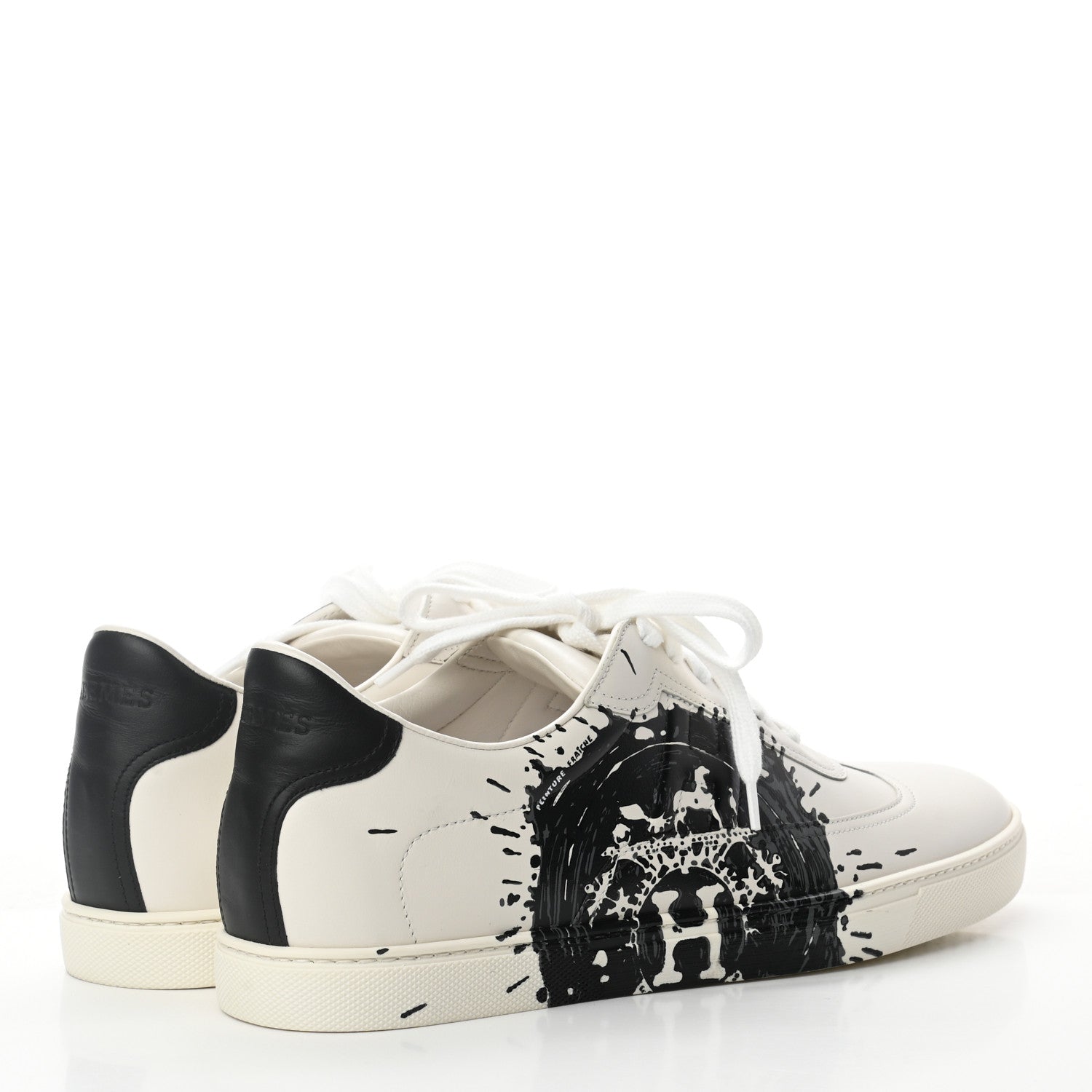 Hermes Swift Peinture Fraiche Mens Quicker Sneakers 42 White Black 4 of 10