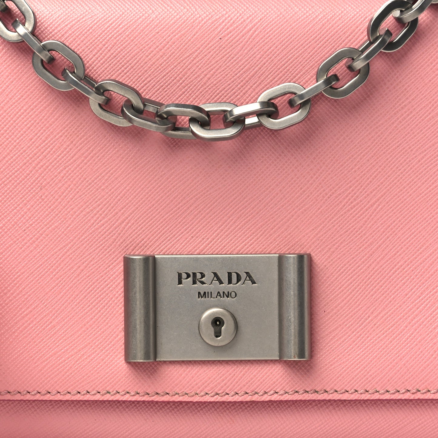 Saffiano Lux Lock Flap Chain Shoulder Bag Petalo