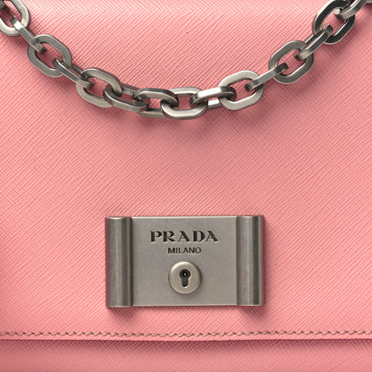 Prada Saffiano Lux Lock Flap Chain Shoulder Bag Petalo 7 of 9