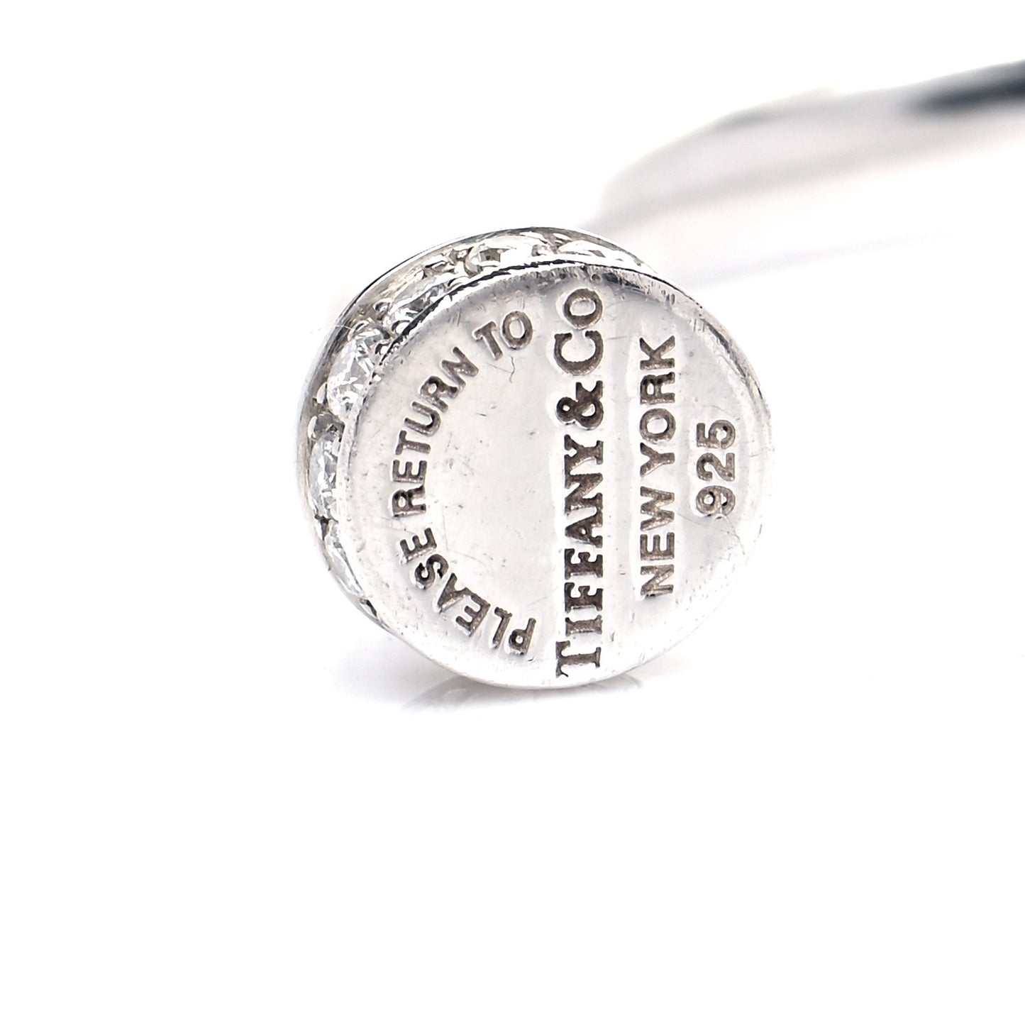 Sterling Silver Diamond Return to Tiffany Narrow Circle Edge Cuff Bracelet