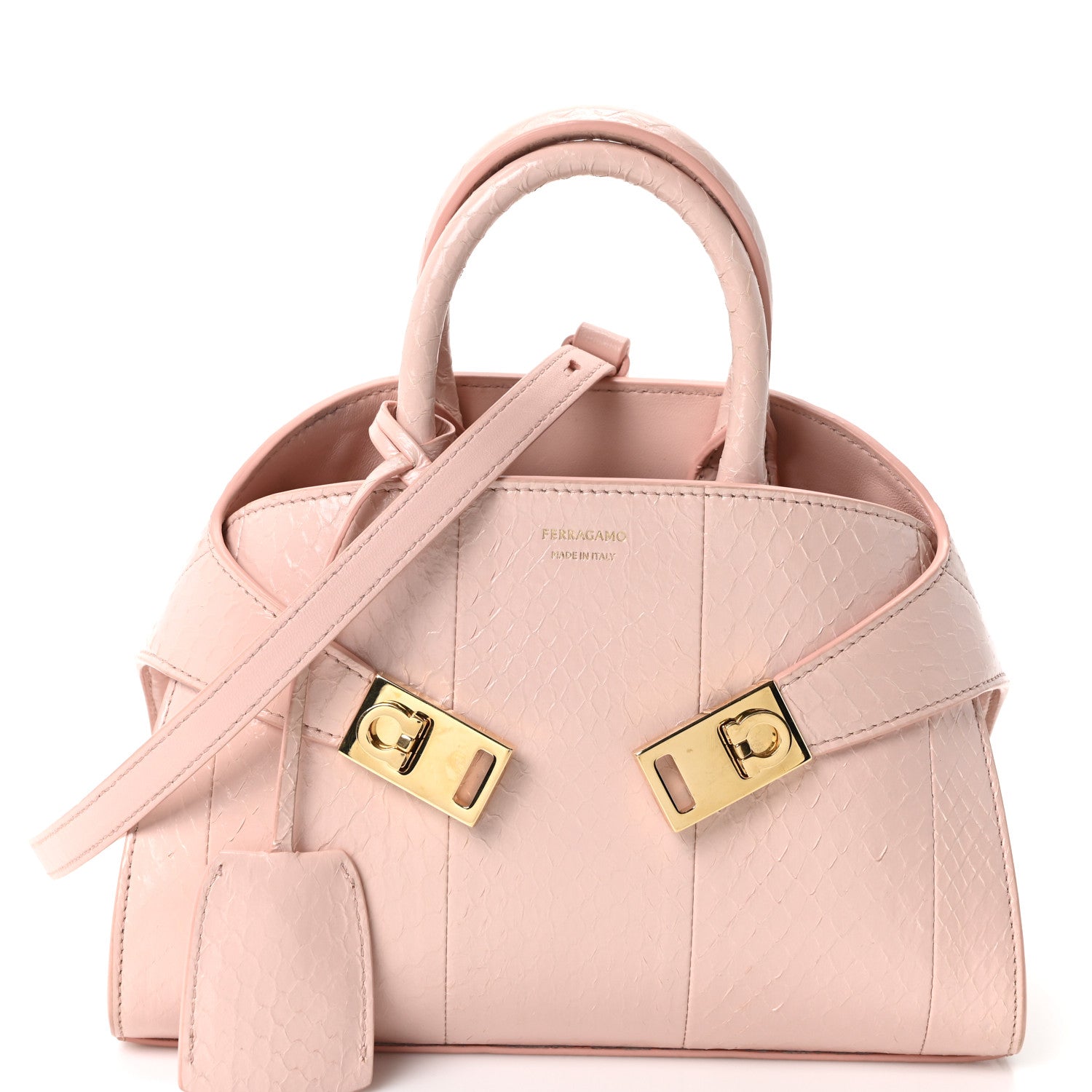 Salvatore Ferragamo Snakeskin XS Hug Bag Rose Bon Bon 13 of 17
