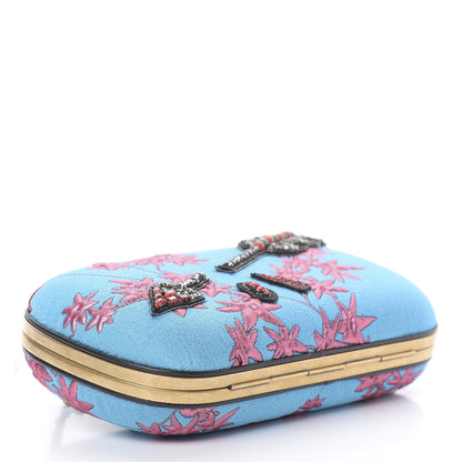 Gucci Brocade Floral Crystal Broadway Clutch Blue 4 of 11