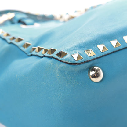 Valentino Garavani Vitello Small Rockstud Tote Parrot 8 of 17