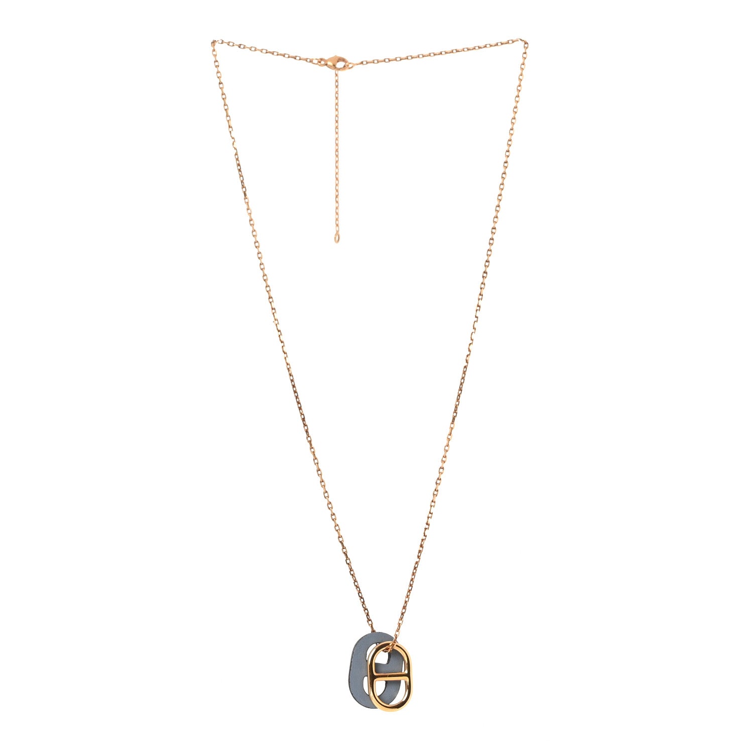 Hermes Swift O'Maillon Pendant Necklace Bleu Lin 3 of 6