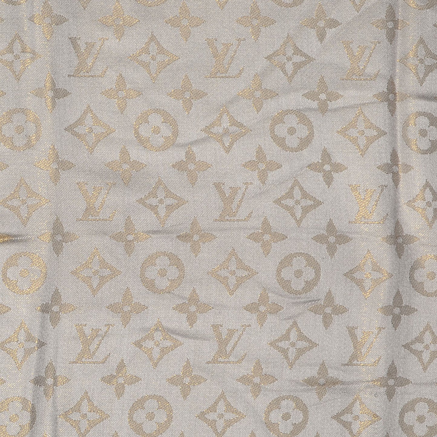Monogram Silk Wool Shine Shawl Beige