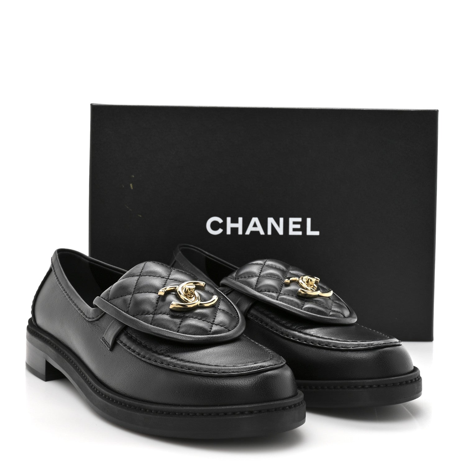 Chanel Lambskin Quilted CC Turnlock Loafers 39.5 Black 10 of 10