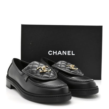 Chanel Lambskin Quilted CC Turnlock Loafers 39.5 Black 10 of 10