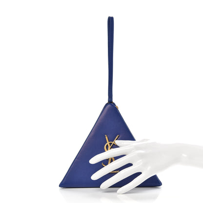 Saint Laurent Lambskin Pyramid Clutch Blue 2 of 10