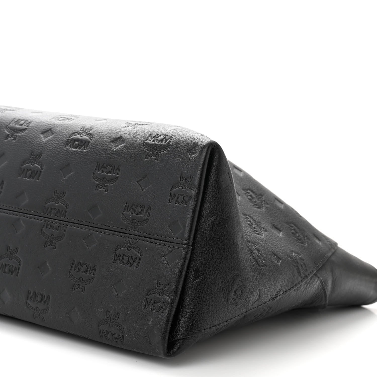 MCM Calfskin Ottomar Monogram Medium Klara Shopper Tote Black 9 of 11