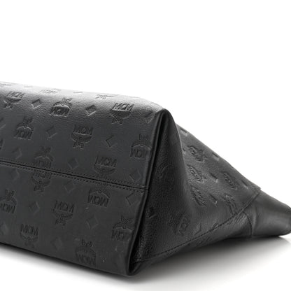 MCM Calfskin Ottomar Monogram Medium Klara Shopper Tote Black 9 of 11