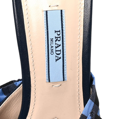 Prada Gingham Bow Slide Sandals 35 Blue 7 of 7