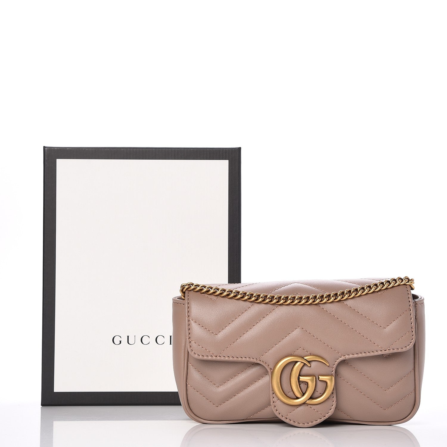 Gucci Calfskin Matelasse Super Mini GG Marmont Shoulder Bag Porcelain Rose 9 of 9