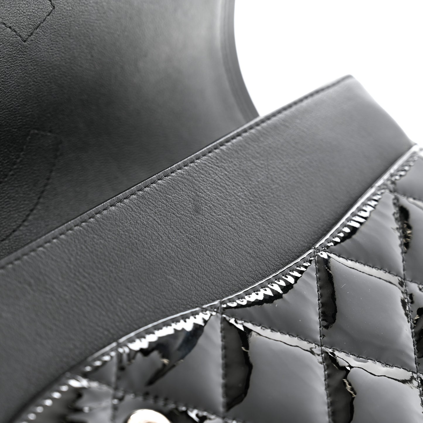 Patent Quilted Jumbo Double Flap Black