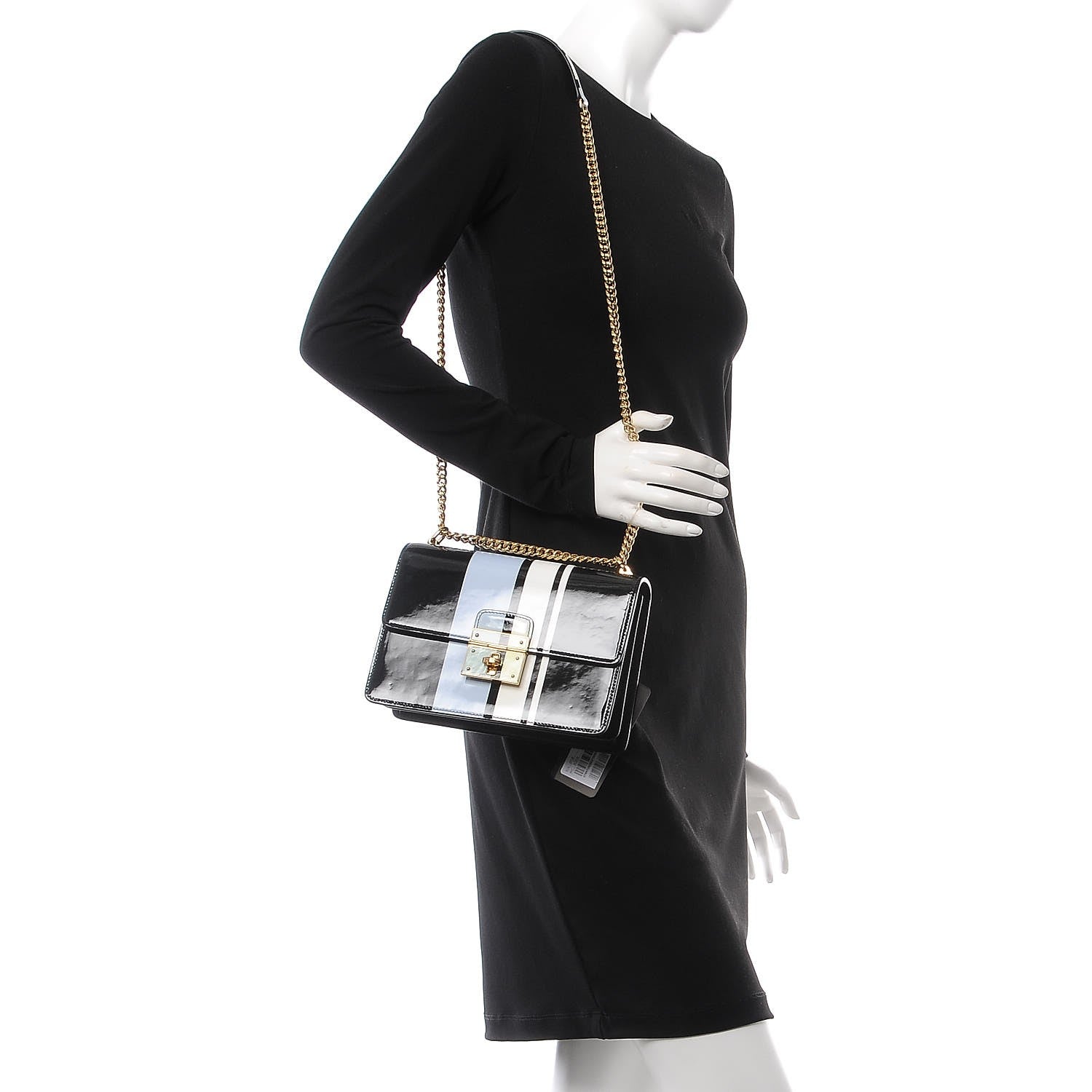 Dolce & Gabbana Patent Rosalia Shoulder Bag Navy White 2 of 8