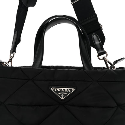Prada Re-Nylon Nappa Triangle Quilted Padded Double Handled Zip Pocket Tote Black 7 of 9