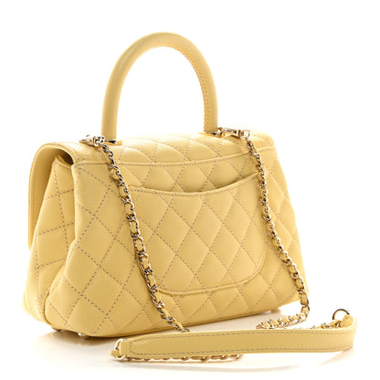 Chanel Caviar Quilted Mini Coco Handle Flap Yellow 3 of 10