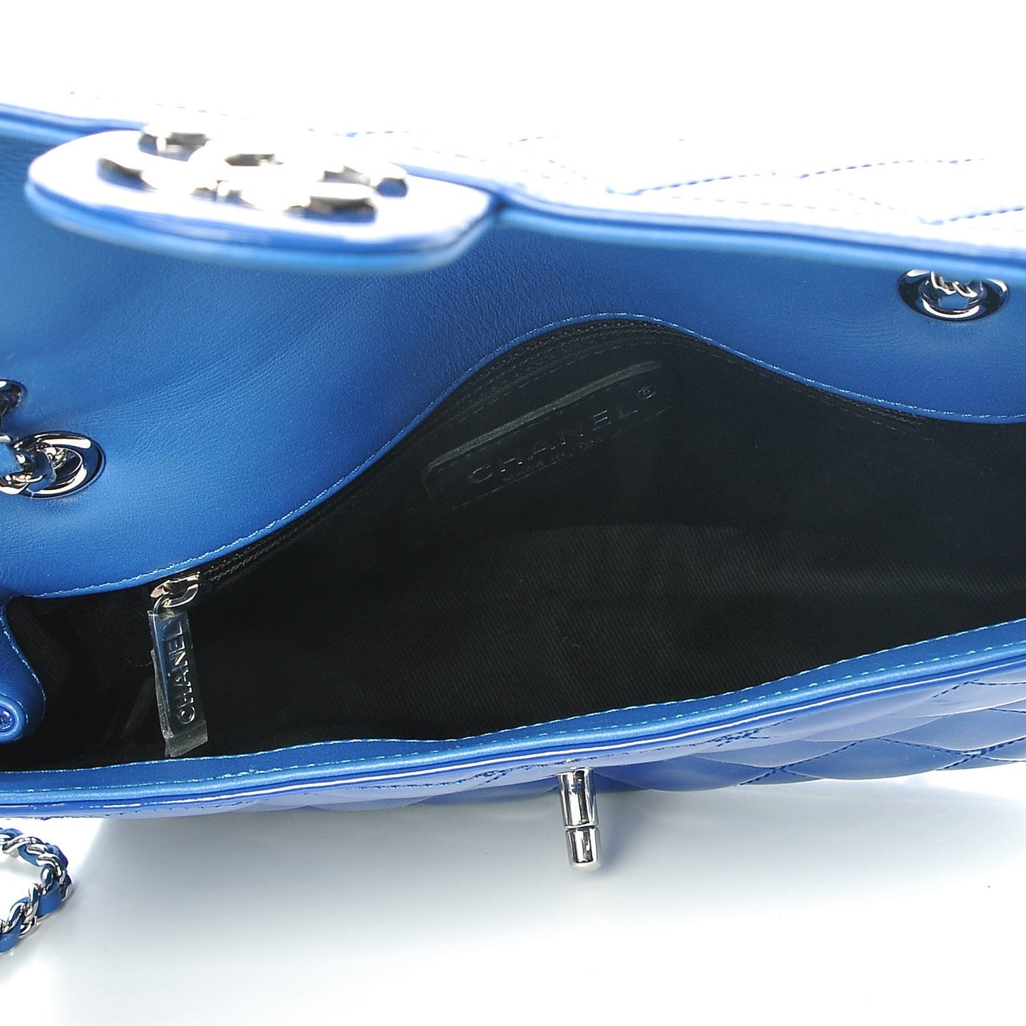 Patent Quilted Small Coco Shine Flap Blue