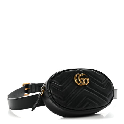 Gucci Calfskin Matelasse GG Marmont Belt Bag 95 38 Black 4 of 10