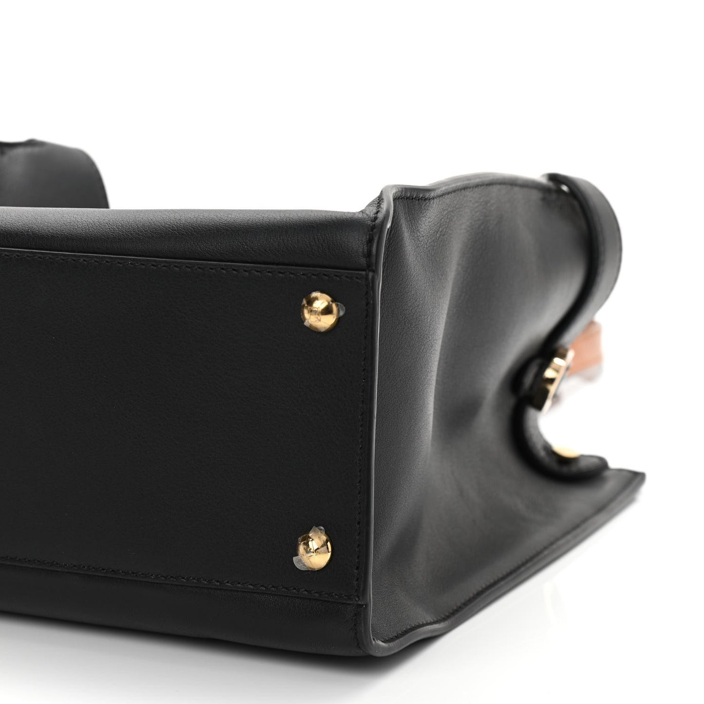 Vitello Seta Century Small Peekaboo X-Tote Black Brandy