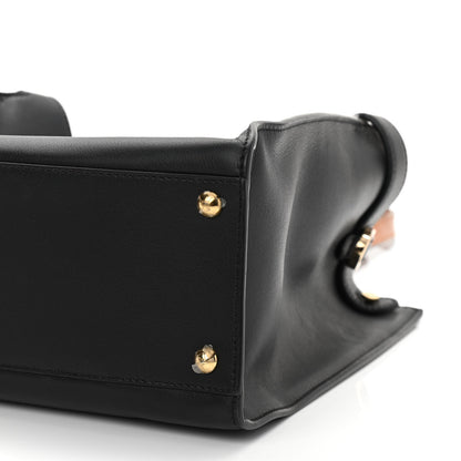 Fendi Vitello Seta Century Small Peekaboo X-Tote Black Brandy 8 of 9