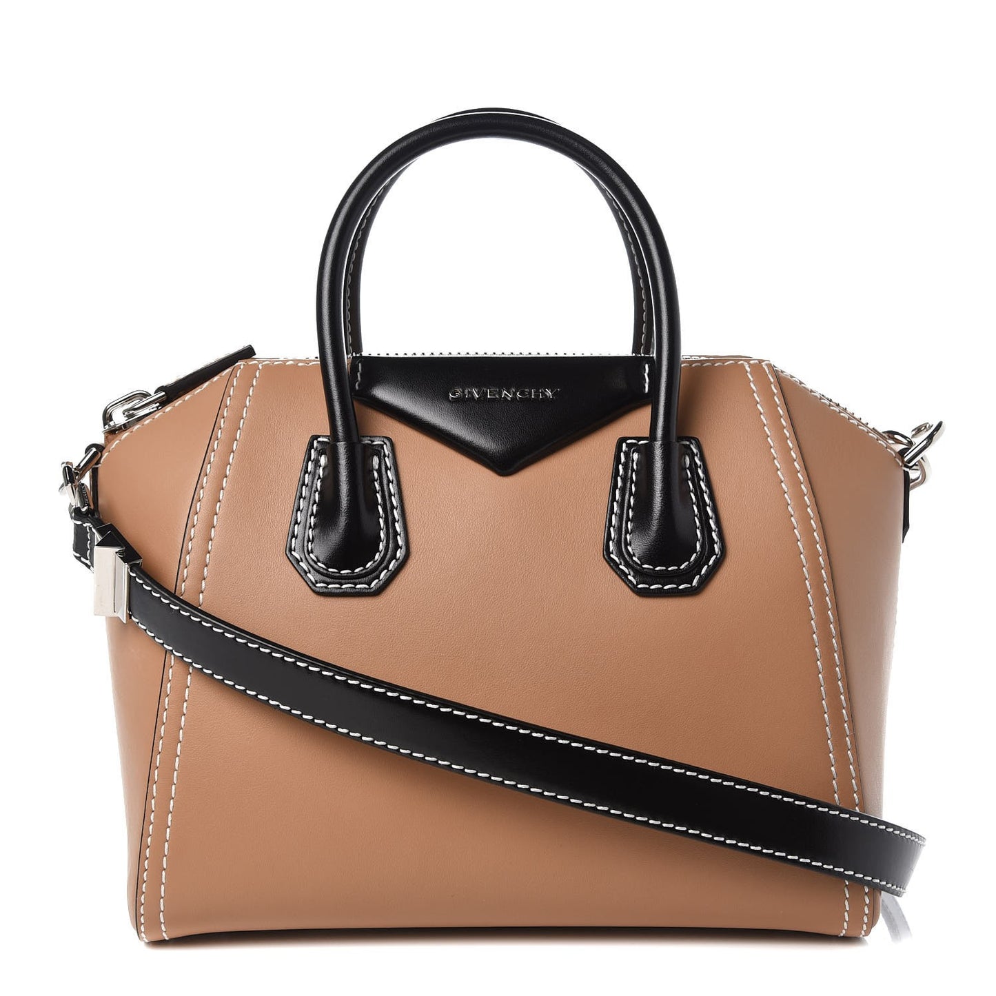 Calfskin Small Topstitch Bi-Color Antigona Beige Black