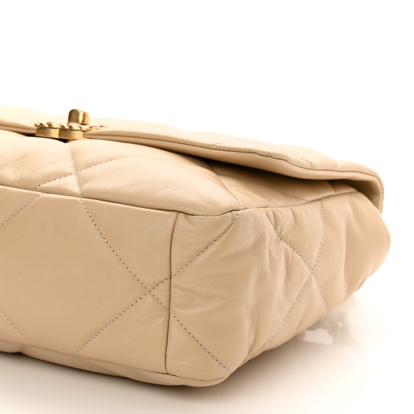 Lambskin Quilted Large Chanel 19 Flap Beige