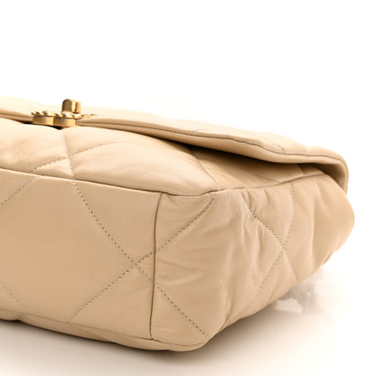 Chanel Lambskin Quilted Large Chanel 19 Flap Beige 10 of 10