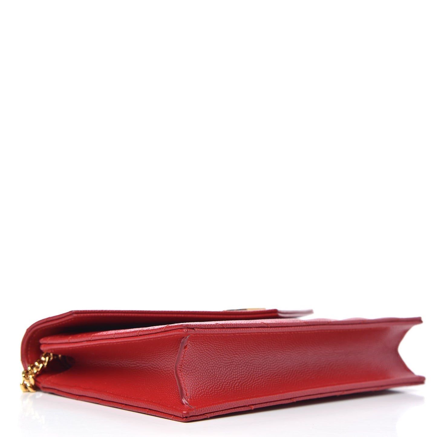 Grain De Poudre Matelasse Chevron Monogram Envelope Chain Wallet New Red