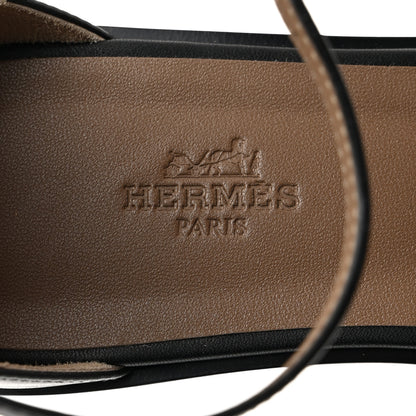 Hermes Calfskin Santorini Sandals 39 Black 6 of 8