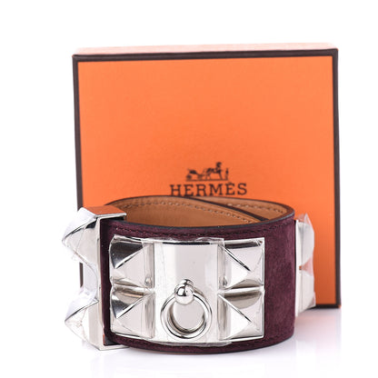 Hermes Veau Doblis Suede Collier de Chien CDC Bracelet S Prune 5 of 5