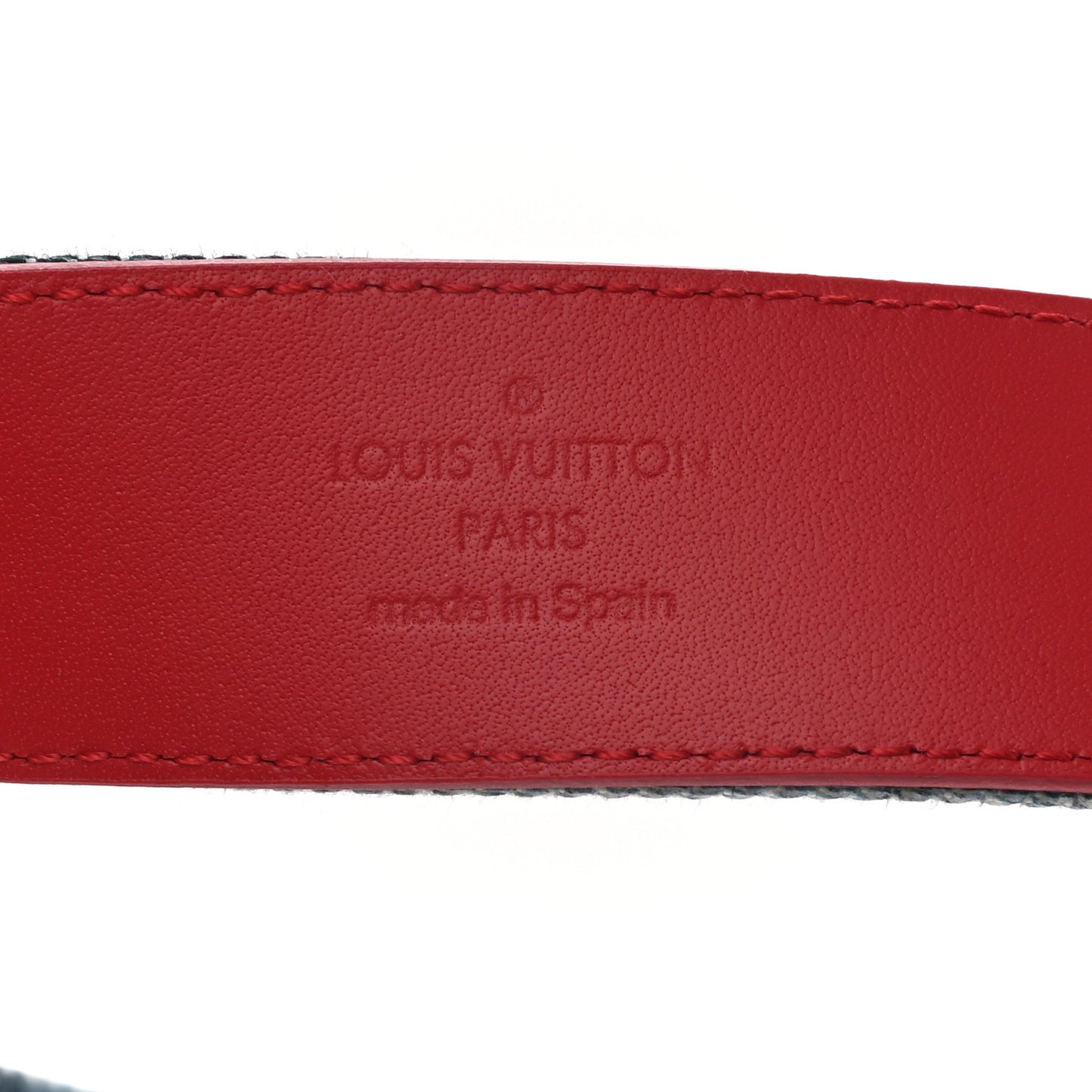 Denim Damier Monogram Patchwork 30mm Iconic Reversible Belt 80 32 Blue Rouge