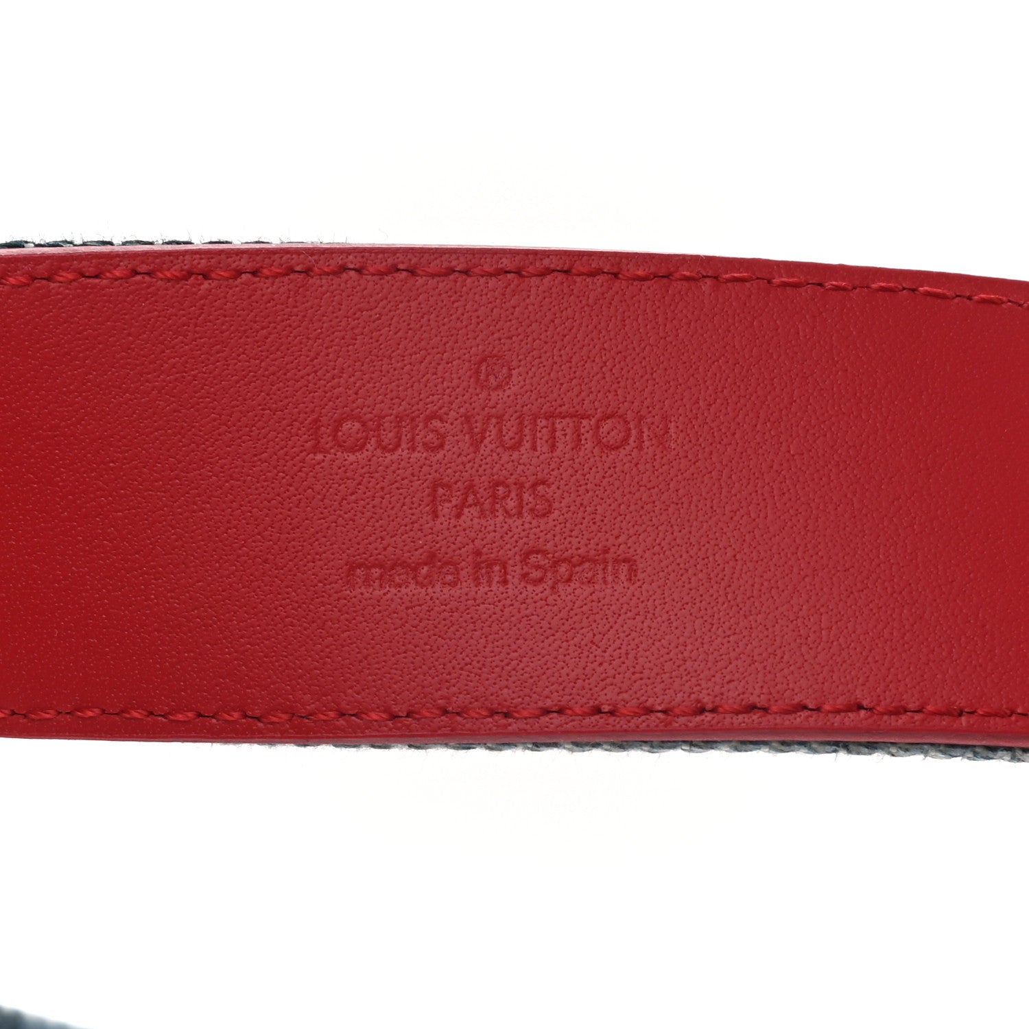 Louis Vuitton Denim Damier Monogram Patchwork 30mm Iconic Reversible Belt 80 32 Blue Rouge 4 of 11