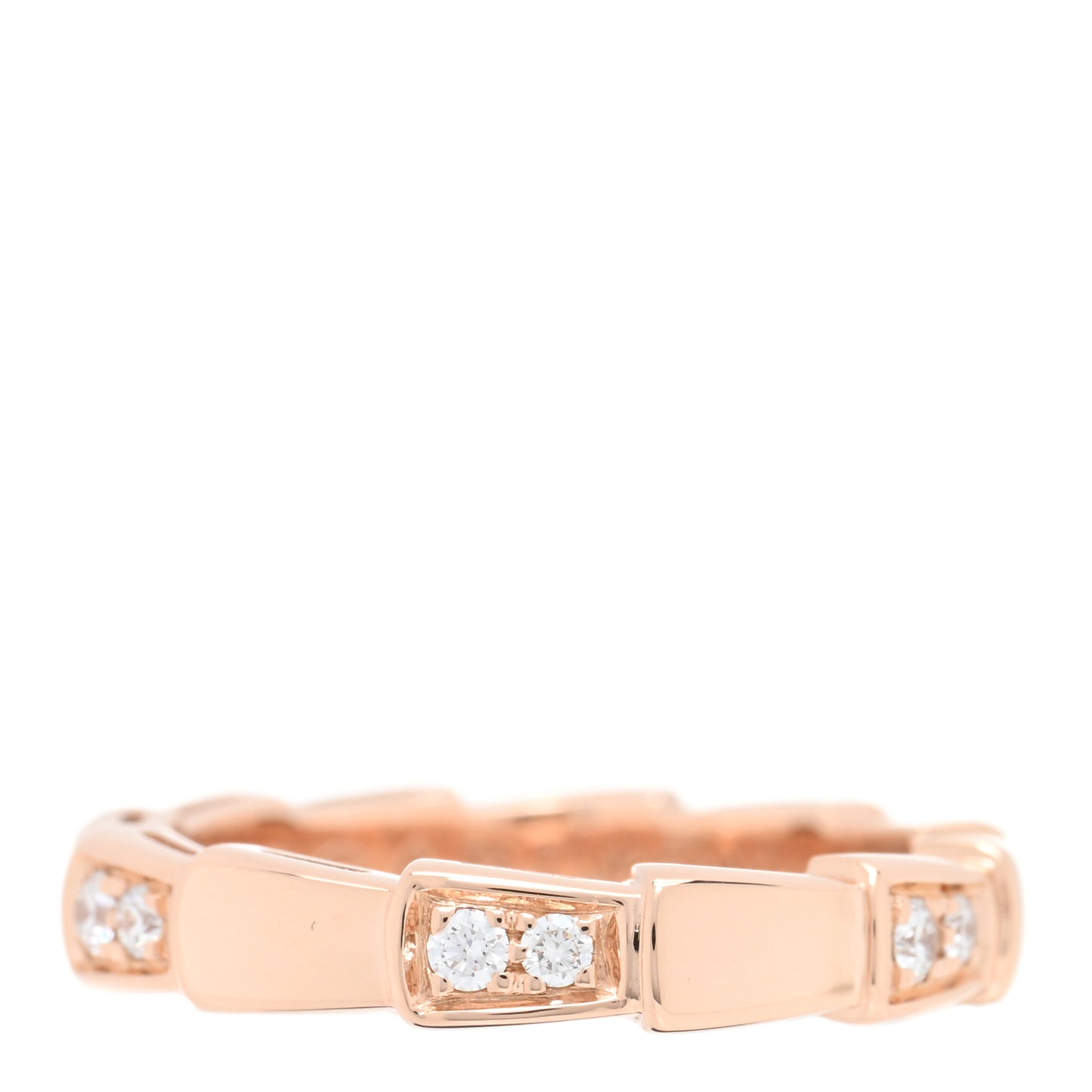 18K Rose Gold Diamond Serpenti Viper Ring 50 5.25