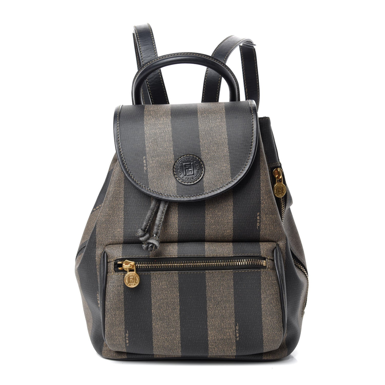 Fendi Coated Canvas Pequin Drawstring Backpack Tobacco 1 of 9