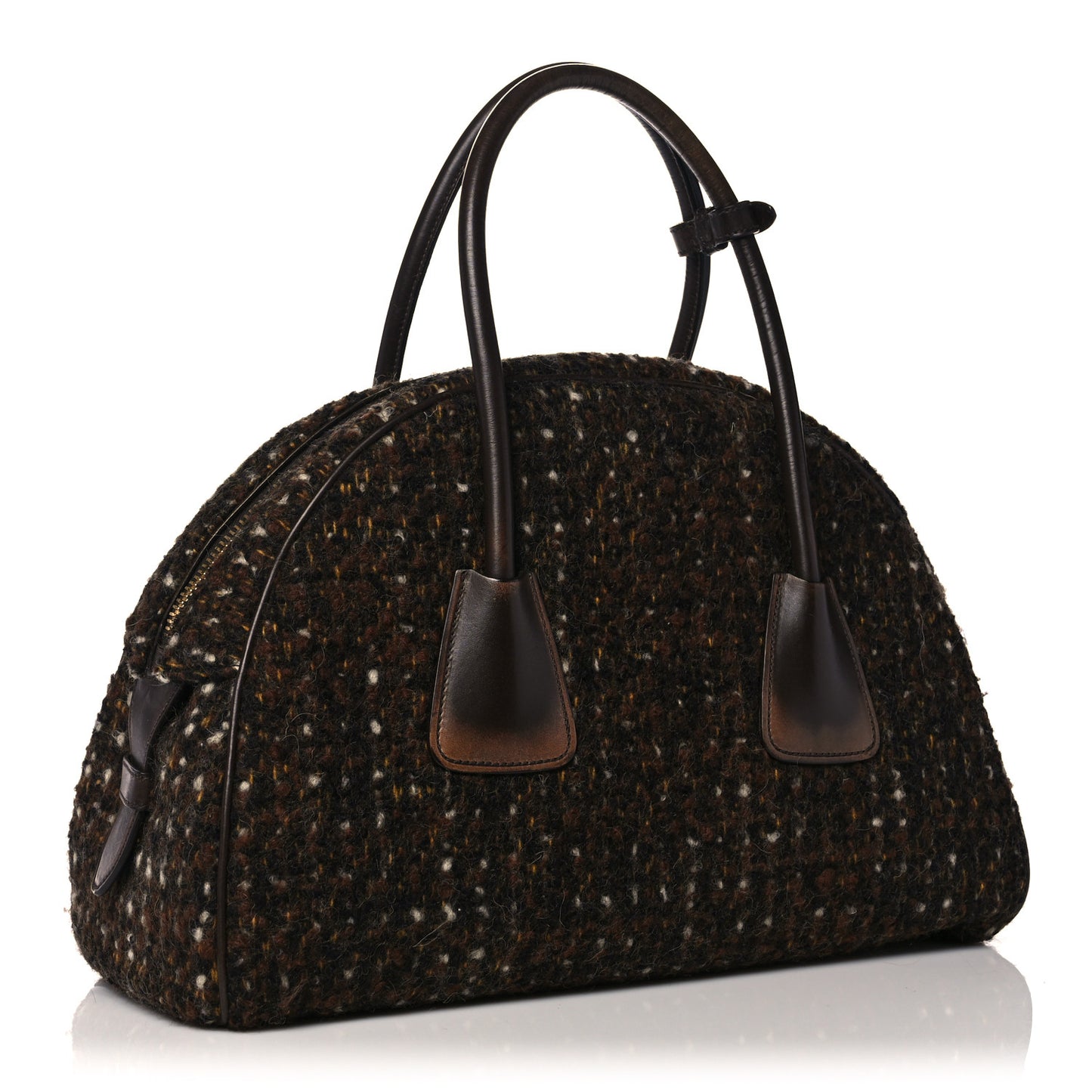 Tessuto Tweed Vitello Bowling Bag Cacao Knicker