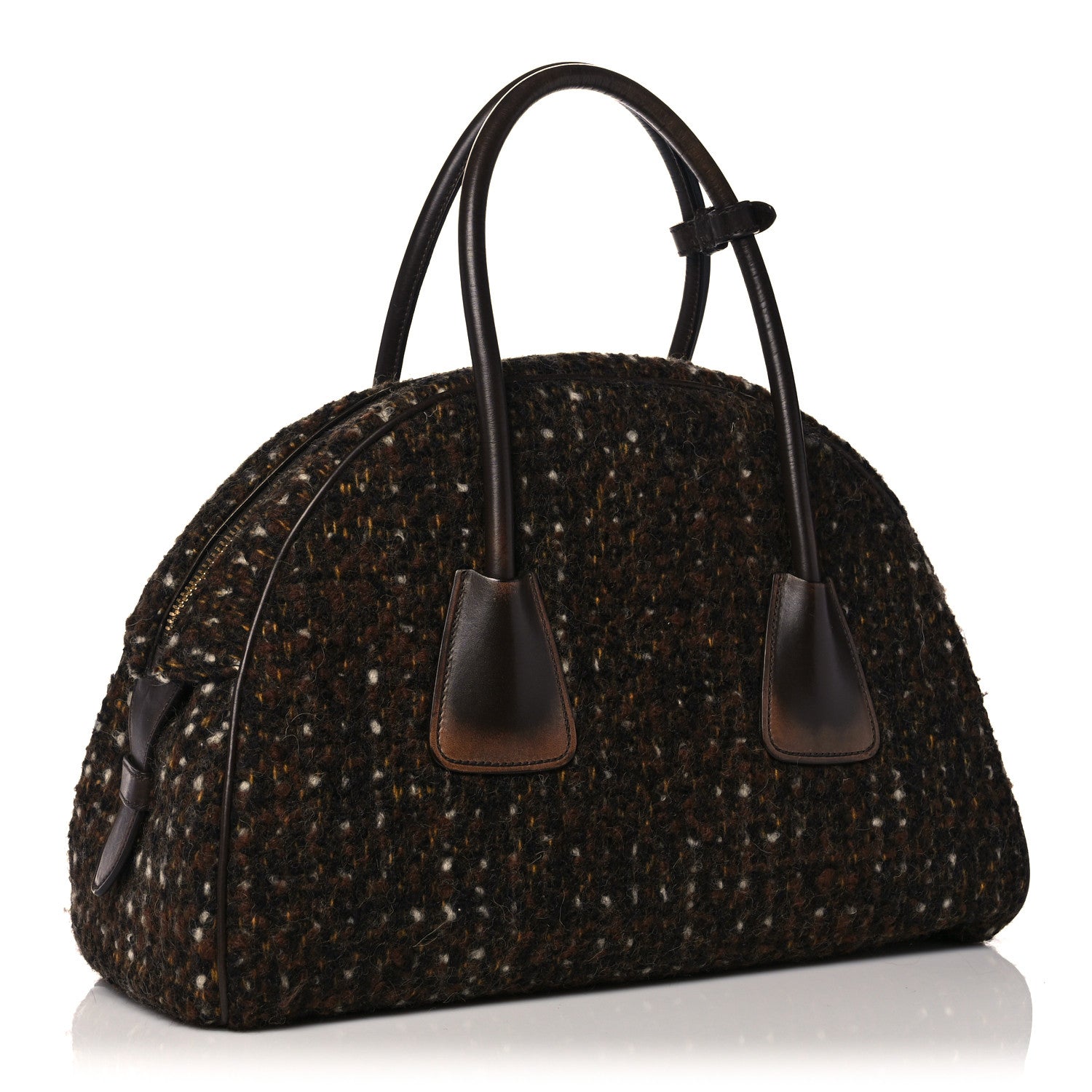 Prada Tessuto Tweed Vitello Bowling Bag Cacao Knicker 3 of 22