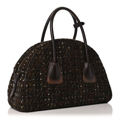 Prada Tessuto Tweed Vitello Bowling Bag Cacao Knicker 3 of 22