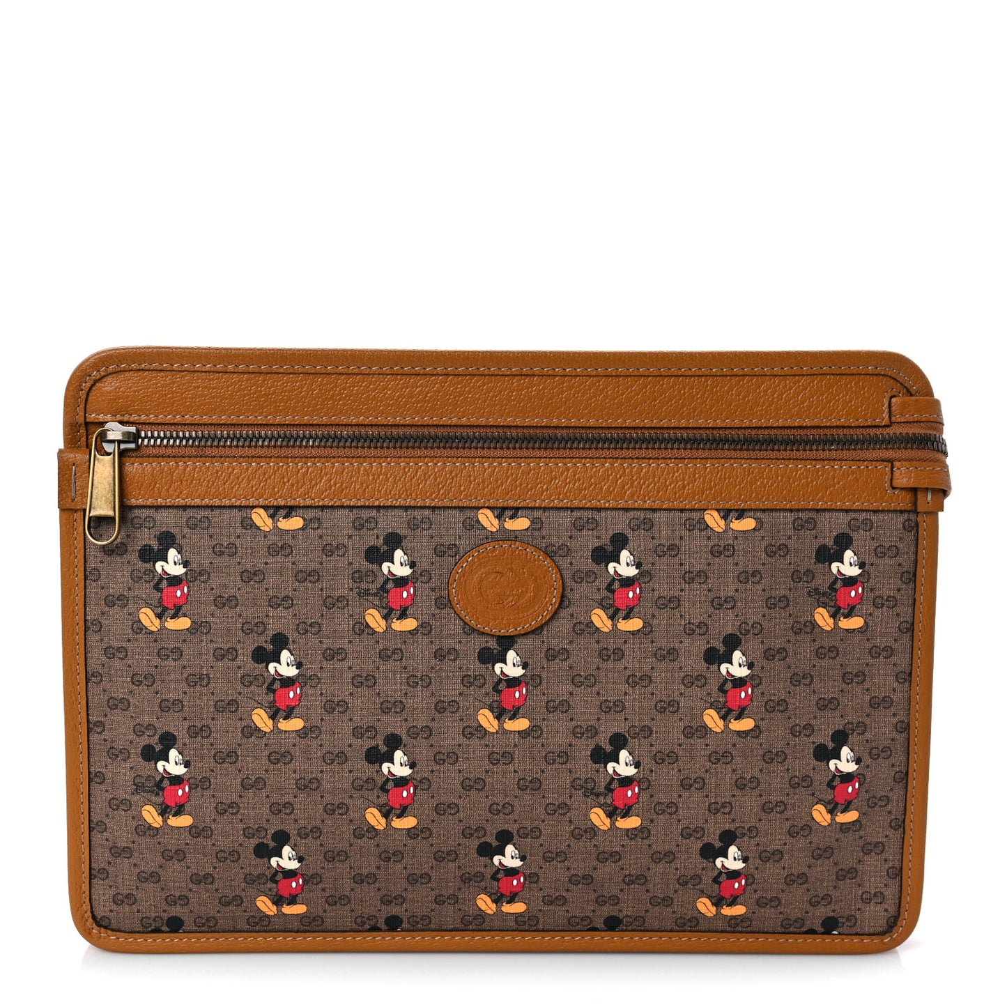 X DISNEY Mini Vintage GG Supreme Monogram Mickey Mouse Documents Holder Beige Vintage Sun Oil