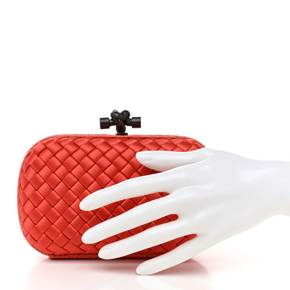 Bottega Veneta Satin Intreccio Impero Ayers Knot Clutch Magma 2 of 6