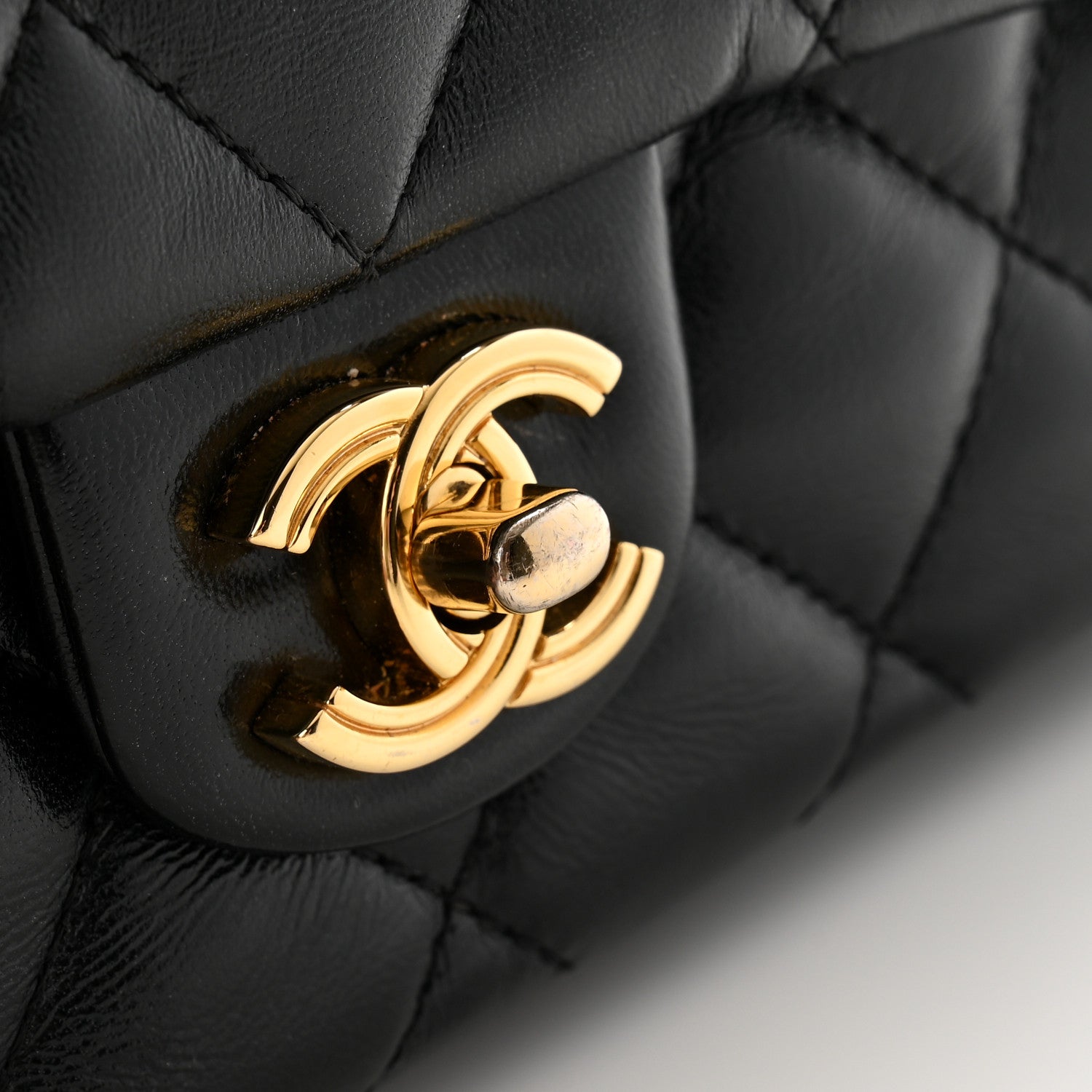 Chanel Shiny Lambskin Quilted Golden Links Top Handle Flap Black 11 of 11