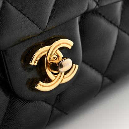 Chanel Shiny Lambskin Quilted Golden Links Top Handle Flap Black 11 of 11